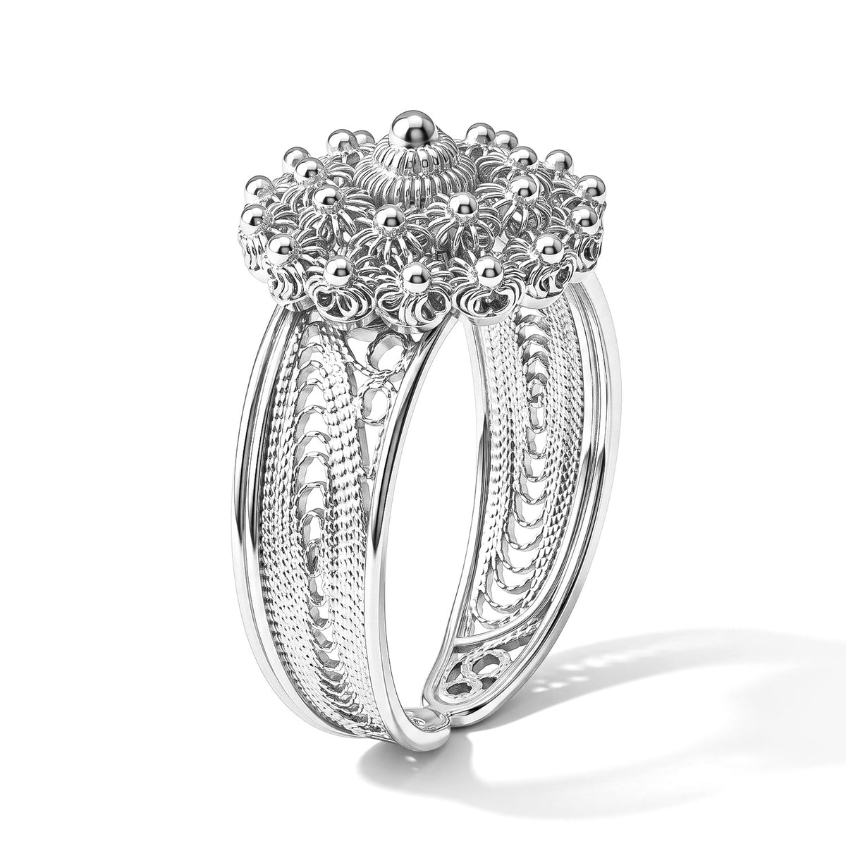 Royal Bali Collection - Handmade Sterling Silver Tarakashi Floral Ring V32734061 4