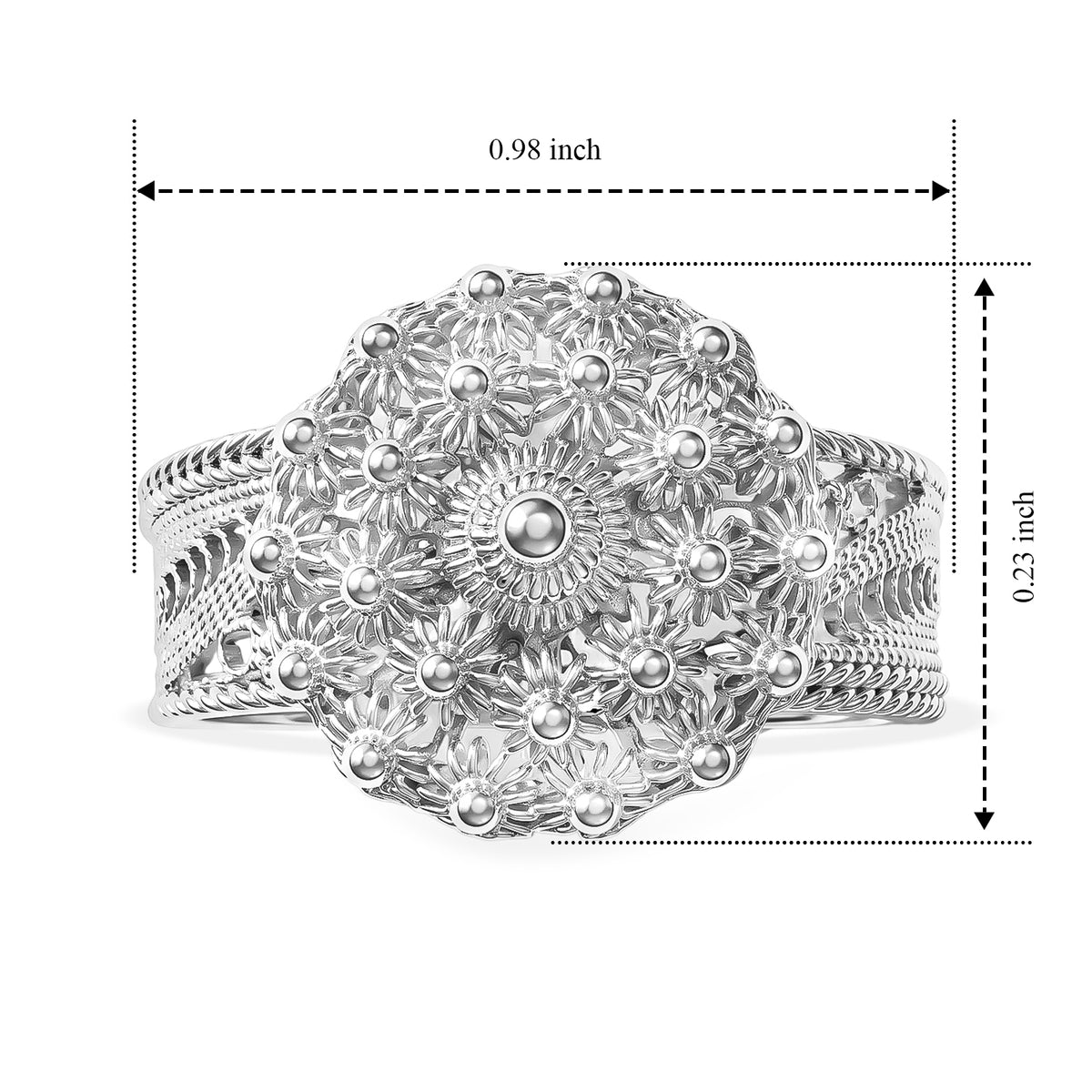 Royal Bali Collection - Handmade Sterling Silver Tarakashi Floral Ring V32734061 6