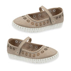 Lotus Aurelia Laser Cut Floral Mary Jane Ballerina Shoes (Size 7) - Natural_8515550