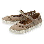 Lotus Aurelia Laser Cut Floral Mary Jane Ballerina Shoes (Size 7) - Natural_8515550_1