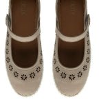 Lotus Aurelia Laser Cut Floral Mary Jane Ballerina Shoes (Size 7) - Natural_8515550_2