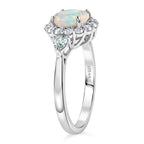 D'Joy Ethiopian Opal, Moissanite, Blue Moissanite Main Stone With Surrounding Stone Ring in Rhodium OverlaySterling Silver  2.170  Ct._8515567_5