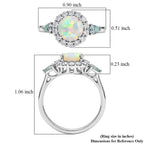 D'Joy Ethiopian Opal, Moissanite, Blue Moissanite Main Stone With Surrounding Stone Ring in Rhodium OverlaySterling Silver  2.170  Ct._8515567_6