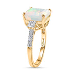 Luxuriant 10K Yellow Gold AAA Ethiopian Opal, Lab Grown Diamond GH, SI Main Stone With Side Stone Ring, Gold Wt.2.61 Gms  3.050  Ct._8515579_3