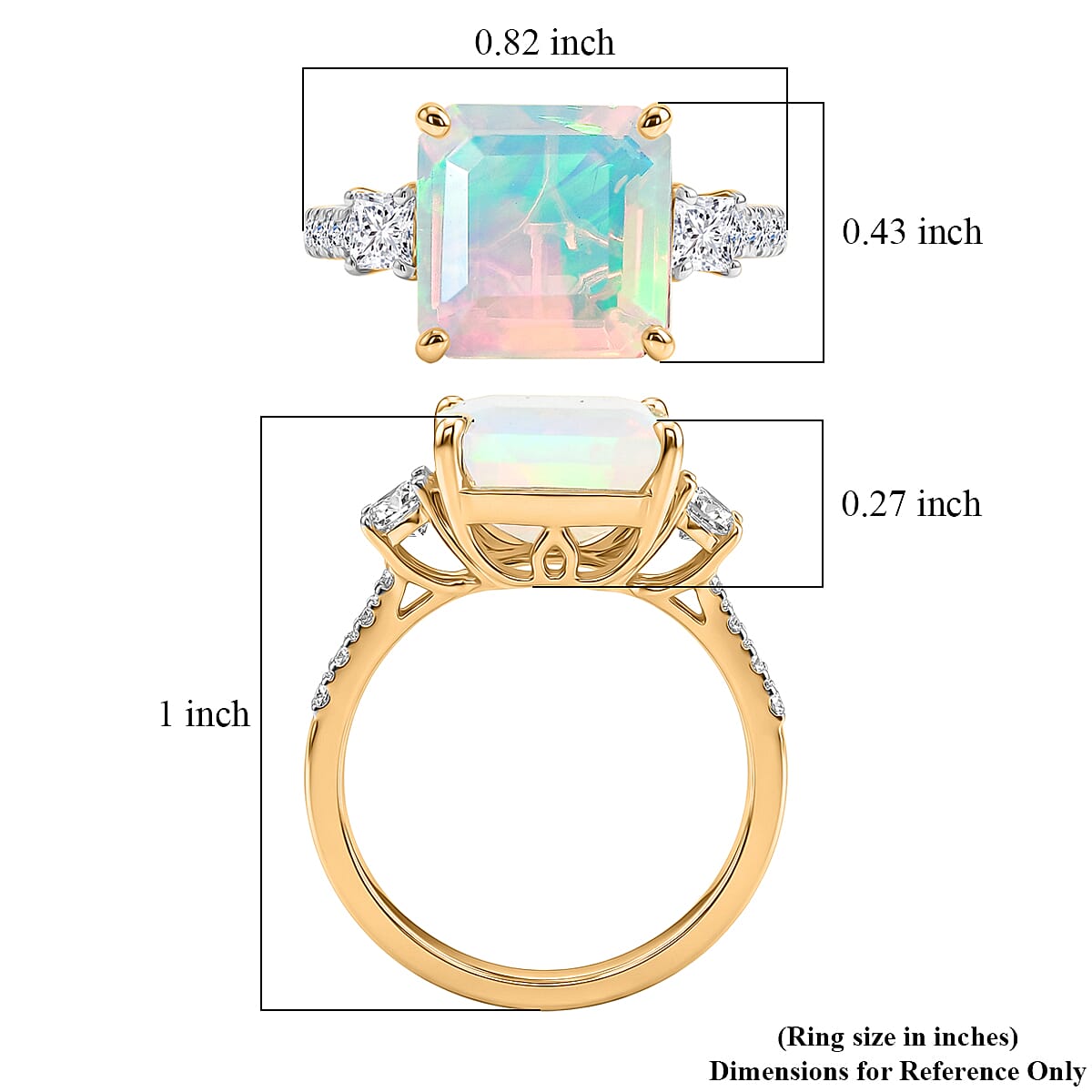 Certified and Appraised LUXURIANT AAA Ethiopian Opal, Lab Grown Diamond GH, SI Main Stone With Side Stone Ring in 10K Yellow Gold, Gold Wt.2.61 Gms  3.050  Ct. 8515579 5