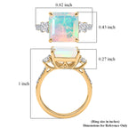 Luxuriant 10K Yellow Gold AAA Ethiopian Opal, Lab Grown Diamond GH, SI Main Stone With Side Stone Ring, Gold Wt.2.61 Gms  3.050  Ct._8515579_5