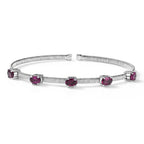 D'Joy - Natural Radiant Ember Garnet Full Bangle (Size - 7.5) in Rhodium Overlay Sterling Silver 2.85 Ct._8515940