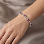 D'Joy - Natural Radiant Ember Garnet Full Bangle (Size - 7.5) in Rhodium Overlay Sterling Silver 2.85 Ct._8515940_1