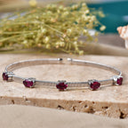 D'Joy - Natural Radiant Ember Garnet Full Bangle (Size - 7.5) in Rhodium Overlay Sterling Silver 2.85 Ct._8515940_2