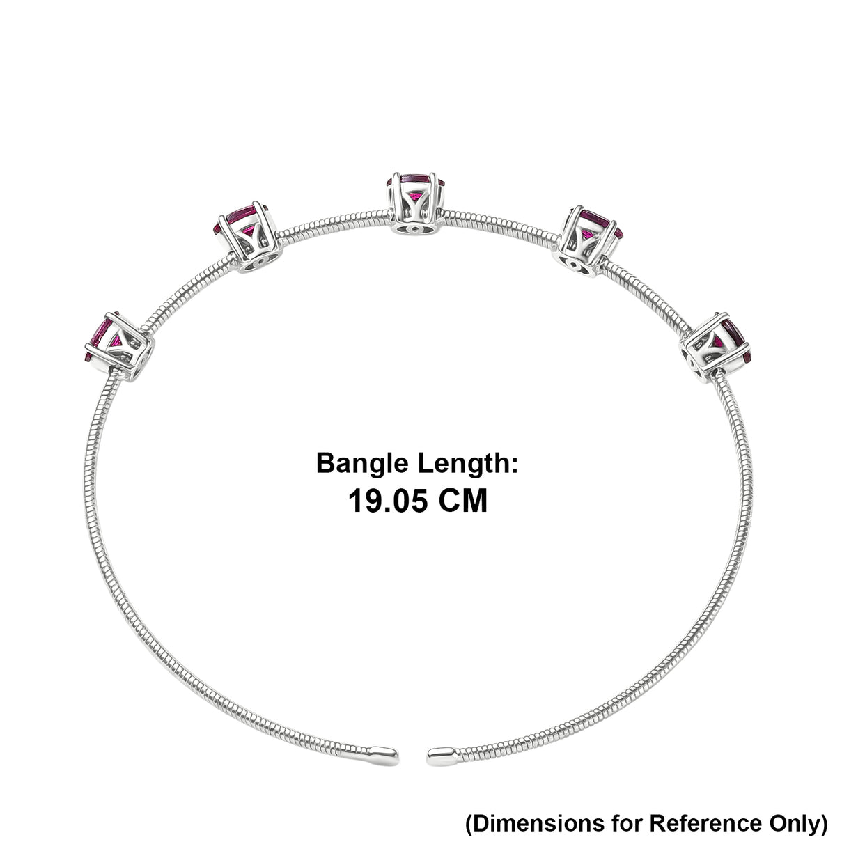 D'Joy - Natural Radiant Ember Garnet Full Bangle (Size - 7.5) in Rhodium Overlay Sterling Silver 2.85 Ct. 8515940 6