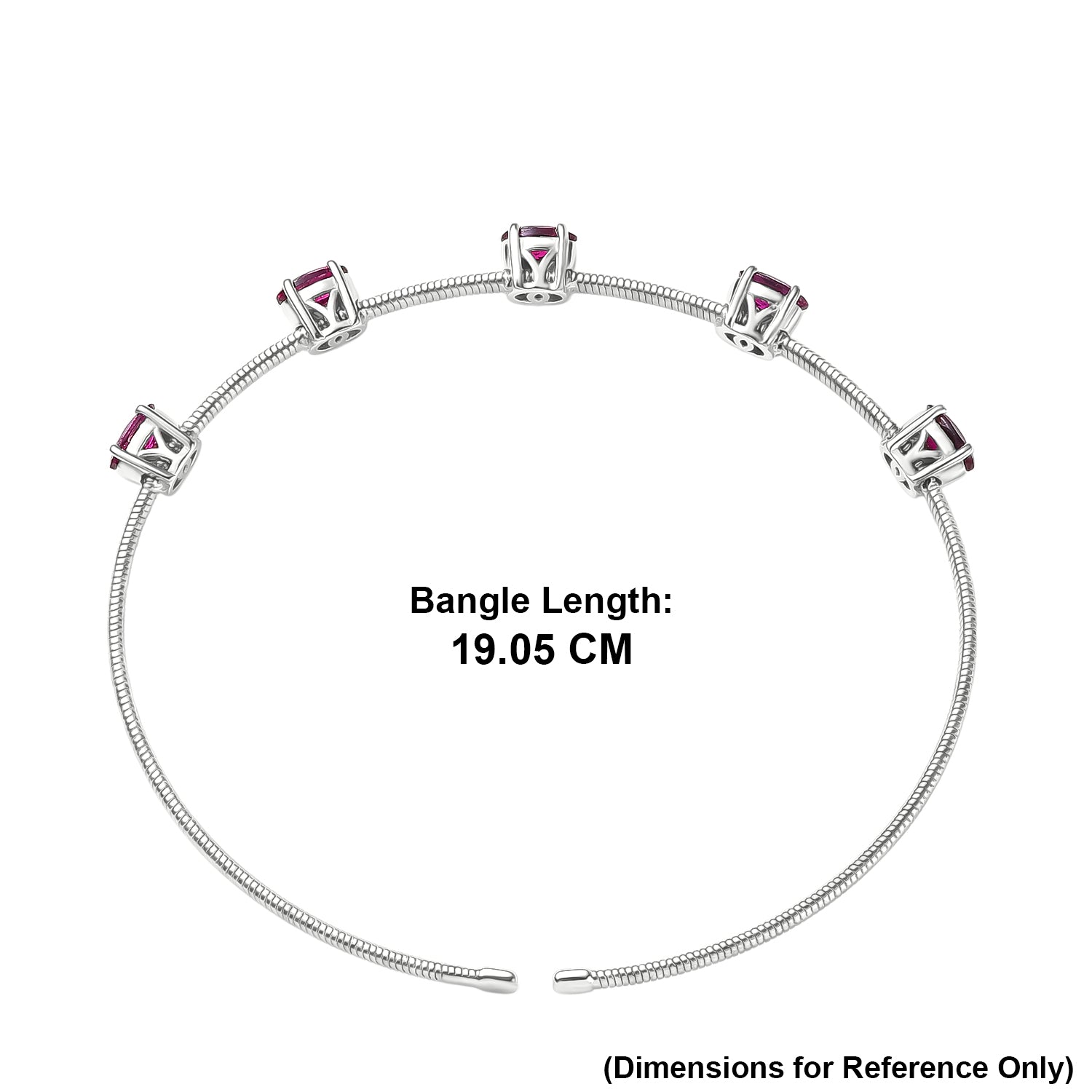 D'Joy - Natural Radiant Ember Garnet Full Bangle (Size - 7.5) in Rhodium Overlay Sterling Silver 2.85 Ct. 8515940 6