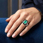D'Joy Emeraldine Triplet Quartz & White Zircon Halo Ring in Rhodium Overlay Sterling Silver 2.14 Ct._8516108_1