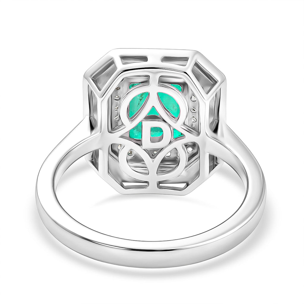 D'Joy Emeraldine Triplet Quartz & White Zircon Halo Ring in Rhodium Overlay Sterling Silver 2.14 Ct._8516108_4