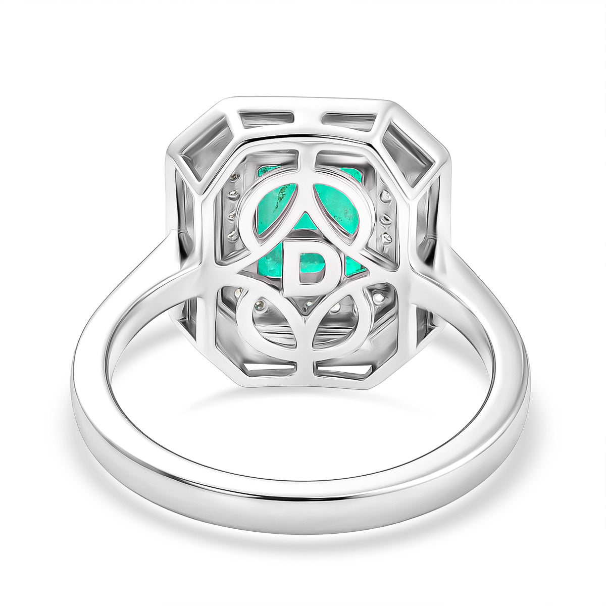 D'Joy Emeraldine Triplet Quartz &amp; White Zircon Halo Ring in Rhodium Overlay Sterling Silver 2.14 Ct. V32519486 5