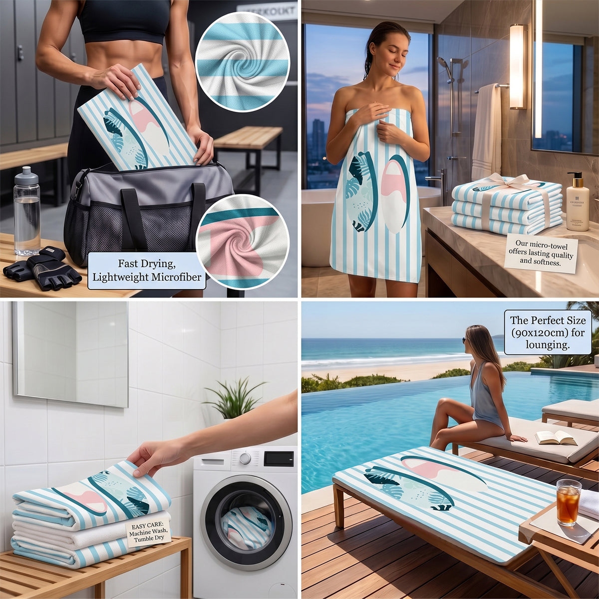 Livmore Micro Polyester Digital Printed Beach/Swimming (90x180 cm) - Surfboard V32513569 2