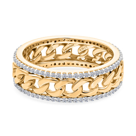 LUXURIANT 0.51 ct. Lab Grown Diamond Curb Chain Band Ring in 18K Vermeil Yellow Gold Plated Sterling Silver (SI-GH) 8516132 1