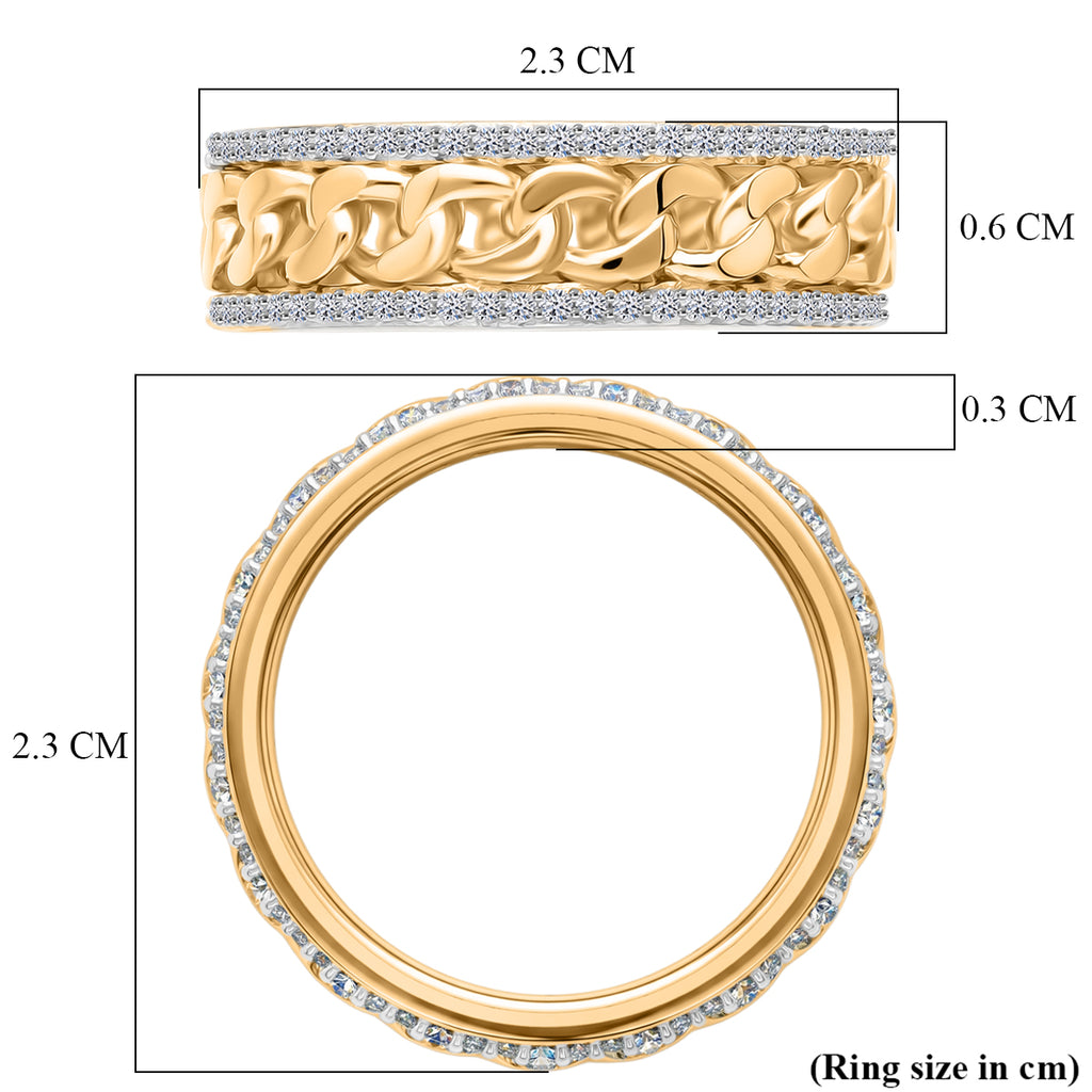 Luxuriant SI/GH Lab Grown Diamond Band Ring in 18K Vermeil Yellow Gold Plated Sterling Silver 0.51 Ct._8516132_4
