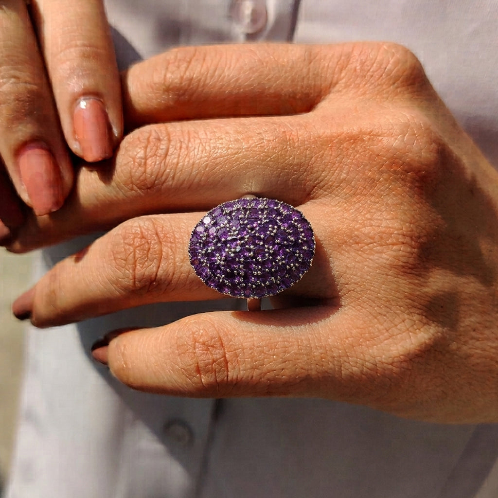 African Amethyst Cluster Ring 9.44 Ct._8516223_4