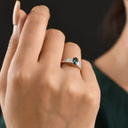 9K Yellow Gold AAA Indicolite & Natural White Diamond Ring 1.00 Ct._8516236_1