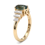 9K Yellow Gold AAA Indicolite & Natural White Diamond Ring 1.00 Ct._8516236_3