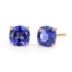 MEGA WAREHOUSE CLEARANCE DEAL - 9K Yellow Gold Tanzanite (Cushion) Solitaire Stud Push Post Earring 2.60 Ct._8516256