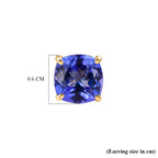 MEGA WAREHOUSE CLEARANCE DEAL - 9K Yellow Gold Tanzanite (Cushion) Solitaire Stud Push Post Earring 2.60 Ct._8516256_4
