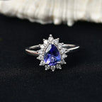 Luxuriant Tanzanite & SI-G/H Lab Grown Diamond Halo Ring in Rhodium Overlay Sterling Silver 1.52 Ct._8516303_2