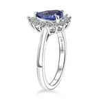 Luxuriant Tanzanite & SI-G/H Lab Grown Diamond Halo Ring in Rhodium Overlay Sterling Silver 1.52 Ct._8516303_3