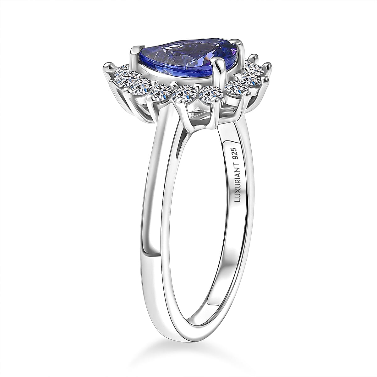 Luxuriant Tanzanite &amp; SI-G/H Lab Grown Diamond Halo Ring in Rhodium Overlay Sterling Silver 1.52 Ct. V32605930 4