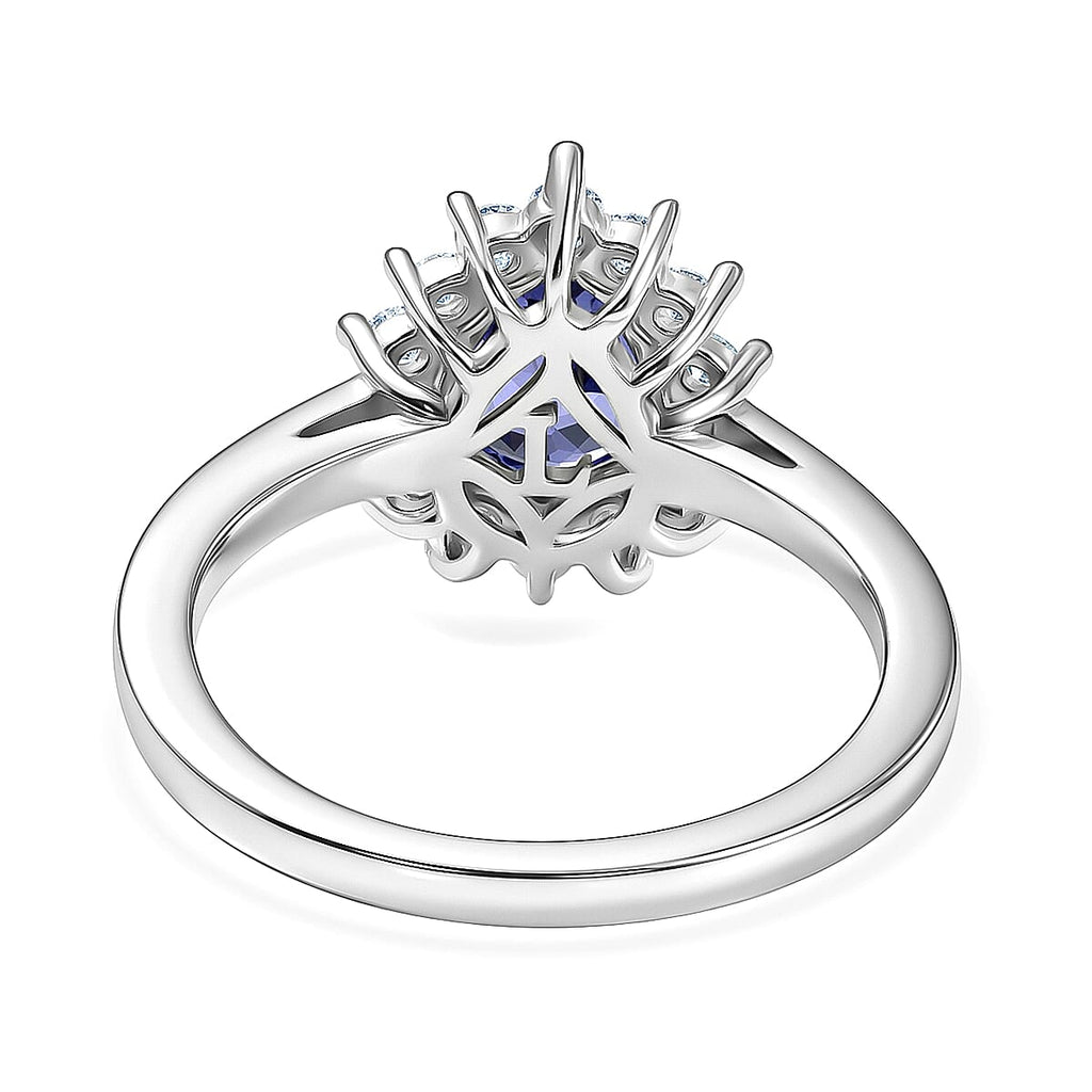Luxuriant Tanzanite & SI-G/H Lab Grown Diamond Halo Ring in Rhodium Overlay Sterling Silver 1.52 Ct._8516303_4