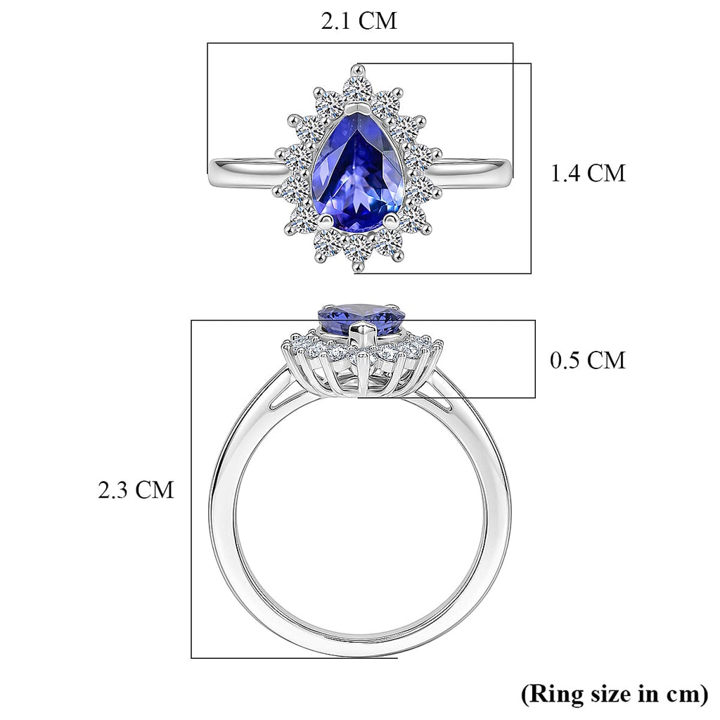 Luxuriant Tanzanite & SI-G/H Lab Grown Diamond Halo Ring in Rhodium Overlay Sterling Silver 1.52 Ct._8516303_5