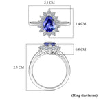 Luxuriant Tanzanite & SI-G/H Lab Grown Diamond Halo Ring in Rhodium Overlay Sterling Silver 1.52 Ct._8516303_5