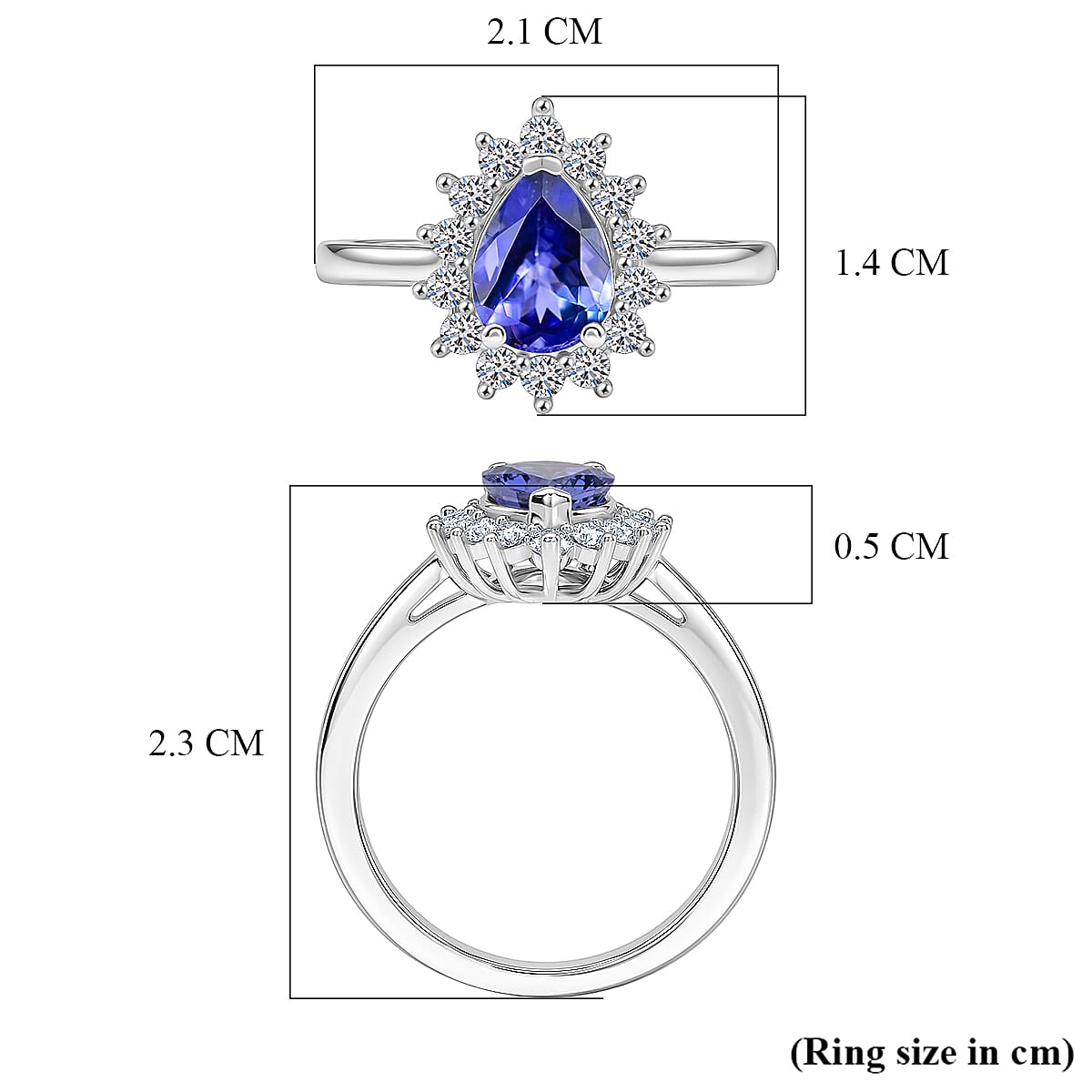 Luxuriant Tanzanite &amp; SI-G/H Lab Grown Diamond Halo Ring in Rhodium Overlay Sterling Silver 1.52 Ct. V32605930 6