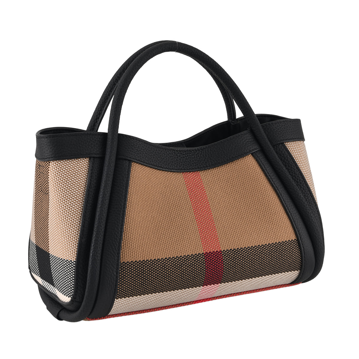 Designer Inspired-  Genuine Leather Check Stripe Tote Bag with Matching Zip Pouch - Black V32518729 5