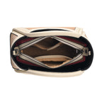 2 Piece Genuine Leather Check Stripe Tote Bag with Matching Zip Pouch - White & Multi_8516363_6