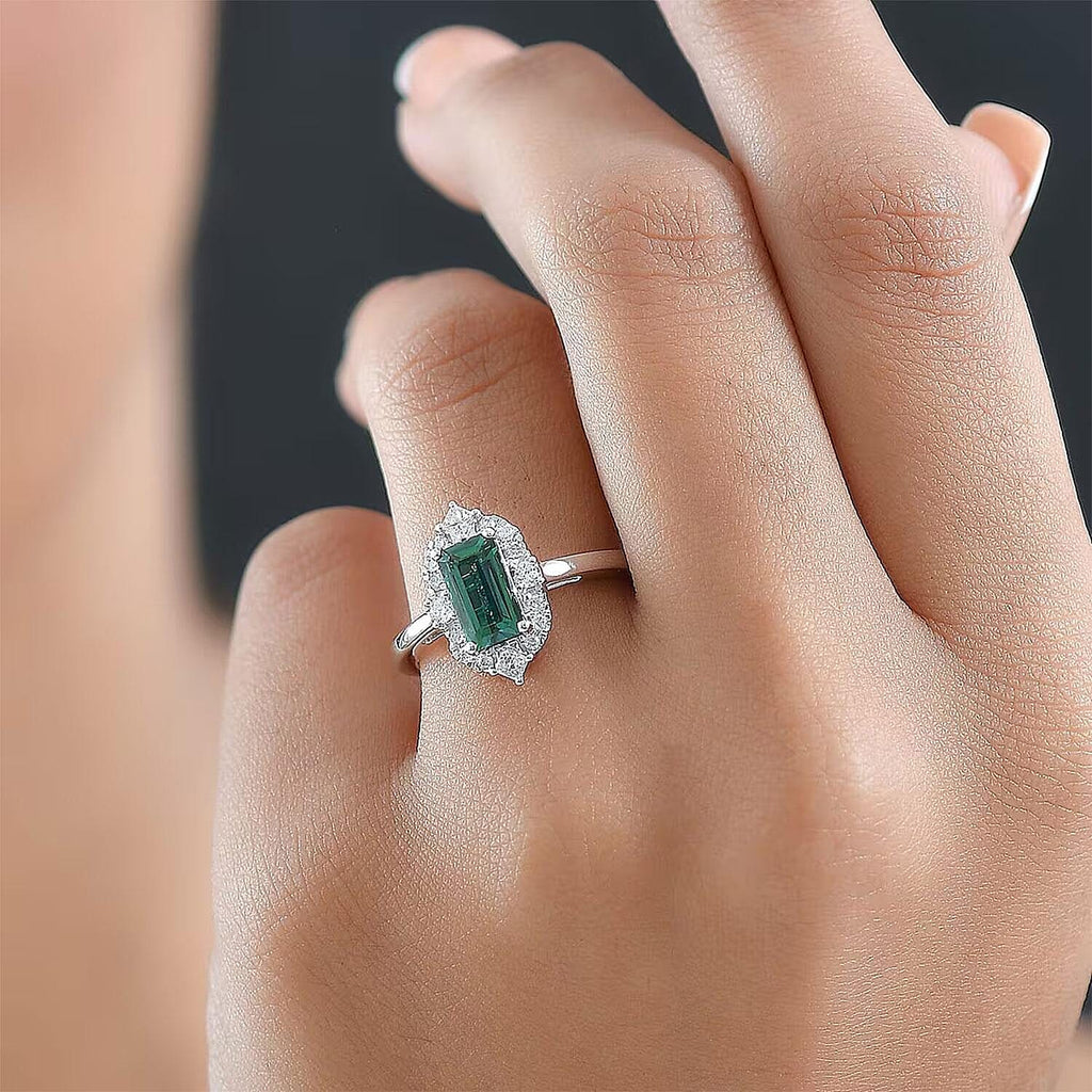 Luxoro 10K White Gold AAA Lagoon Tourmaline, White Diamond I2 Ring, Gold Wt.2.97 Gms  1.620  Ct._8516432_1