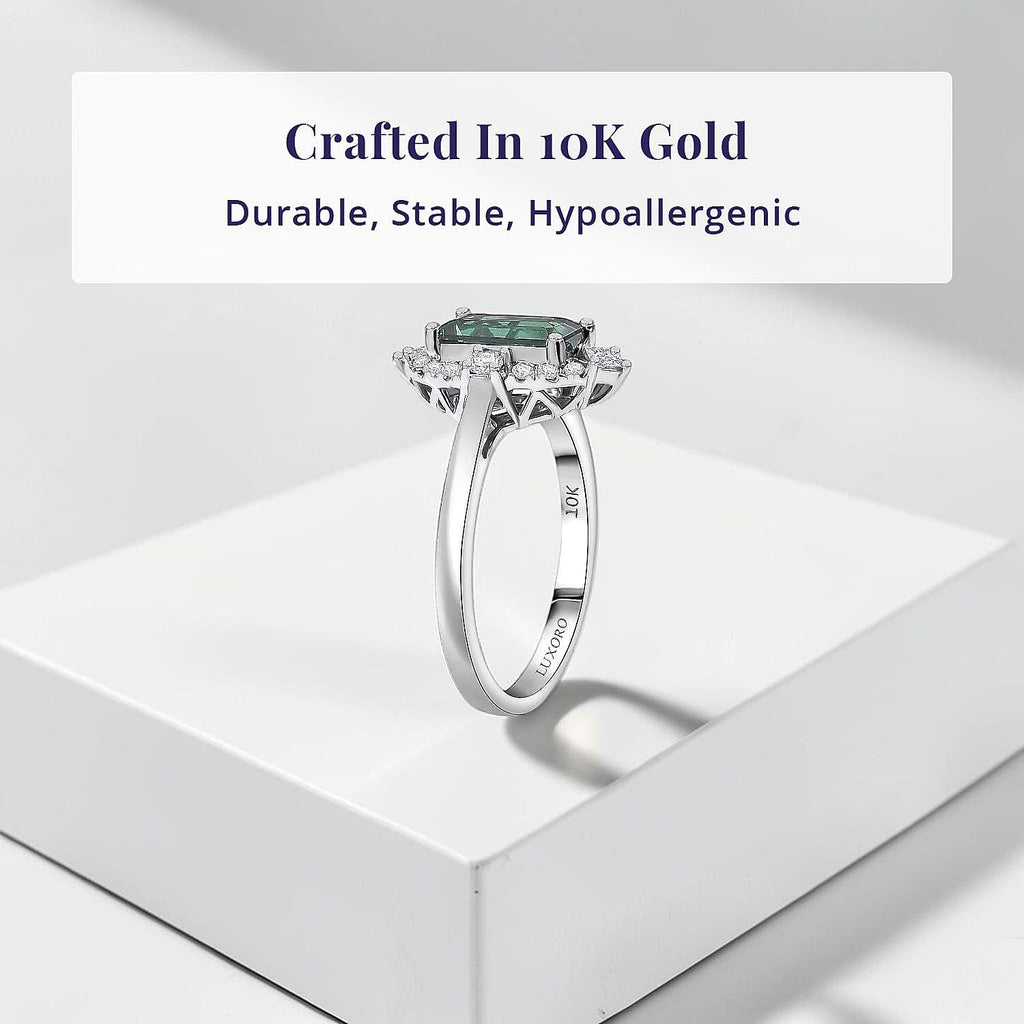 Luxoro 10K White Gold AAA Lagoon Tourmaline, White Diamond I2 Ring, Gold Wt.2.97 Gms  1.620  Ct._8516433_3