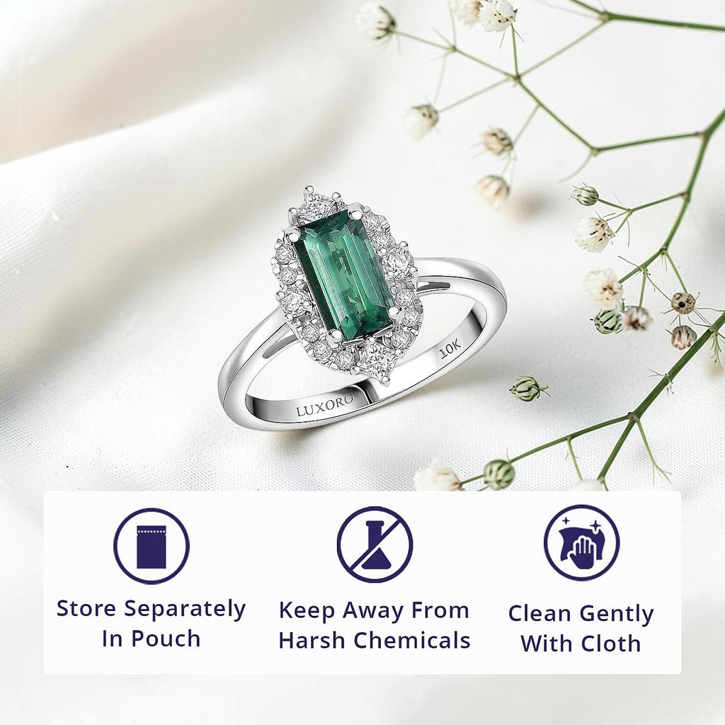 Luxoro 10K White Gold AAA Lagoon Tourmaline, White Diamond I2 Ring, Gold Wt.2.97 Gms  1.620  Ct._8516433_4