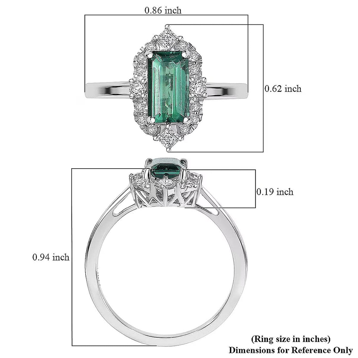 Certified and Appraised LUXORO AAA Lagoon Tourmaline, White Diamond I2 Ring in 10K White Gold, Gold Wt.2.97 Gms  1.620  Ct. 8516433 5