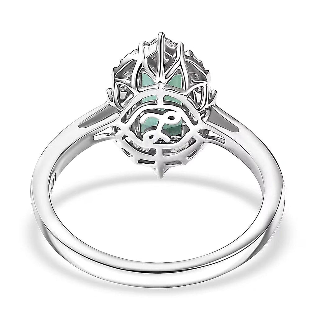 Luxoro 10K White Gold AAA Lagoon Tourmaline, White Diamond I2 Ring, Gold Wt.2.97 Gms  1.620  Ct._8516433_6