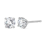 Moissanite Solitaire Stud Push Post Earring in Platinum Overlay Sterling Silver_8516481