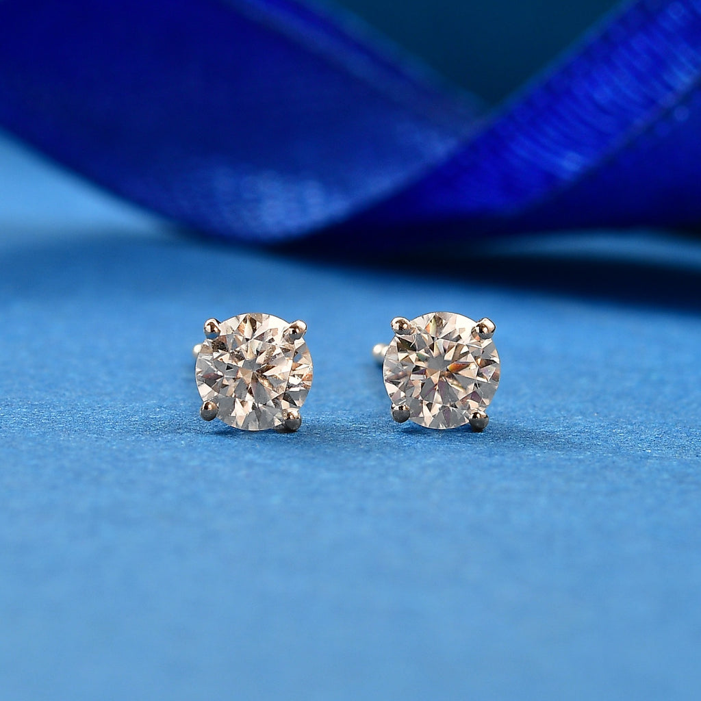 Moissanite Solitaire Stud Push Post Earring in Platinum Overlay Sterling Silver_8516481_2