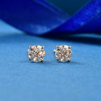 Moissanite Solitaire Stud Push Post Earring in Platinum Overlay Sterling Silver_8516481_2