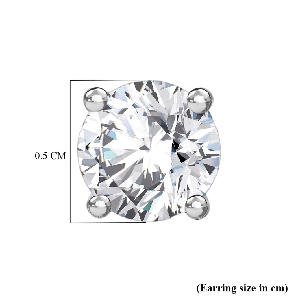Moissanite Solitaire Stud Push Post Earring in Platinum Overlay Sterling Silver_8516481_4