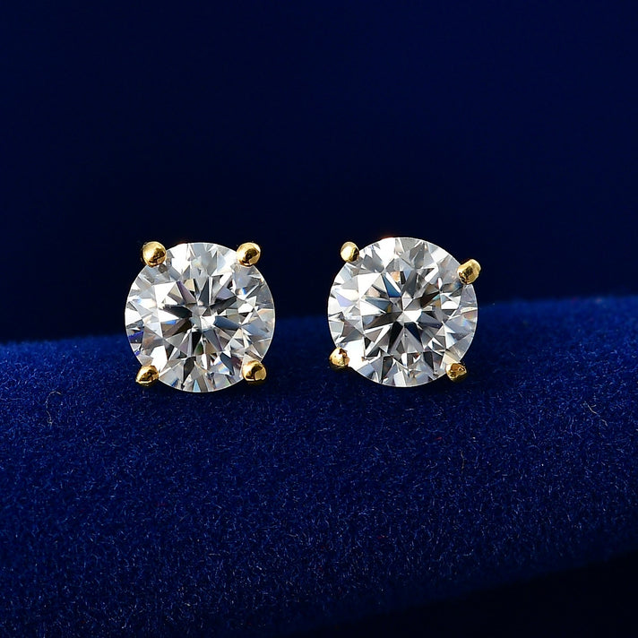 MEGA ONE TO OWN DEAL Moissanite 1ct Solitaire Stud Push Post Earring in Yellow Gold Plated Sterling Silver 8516482 2