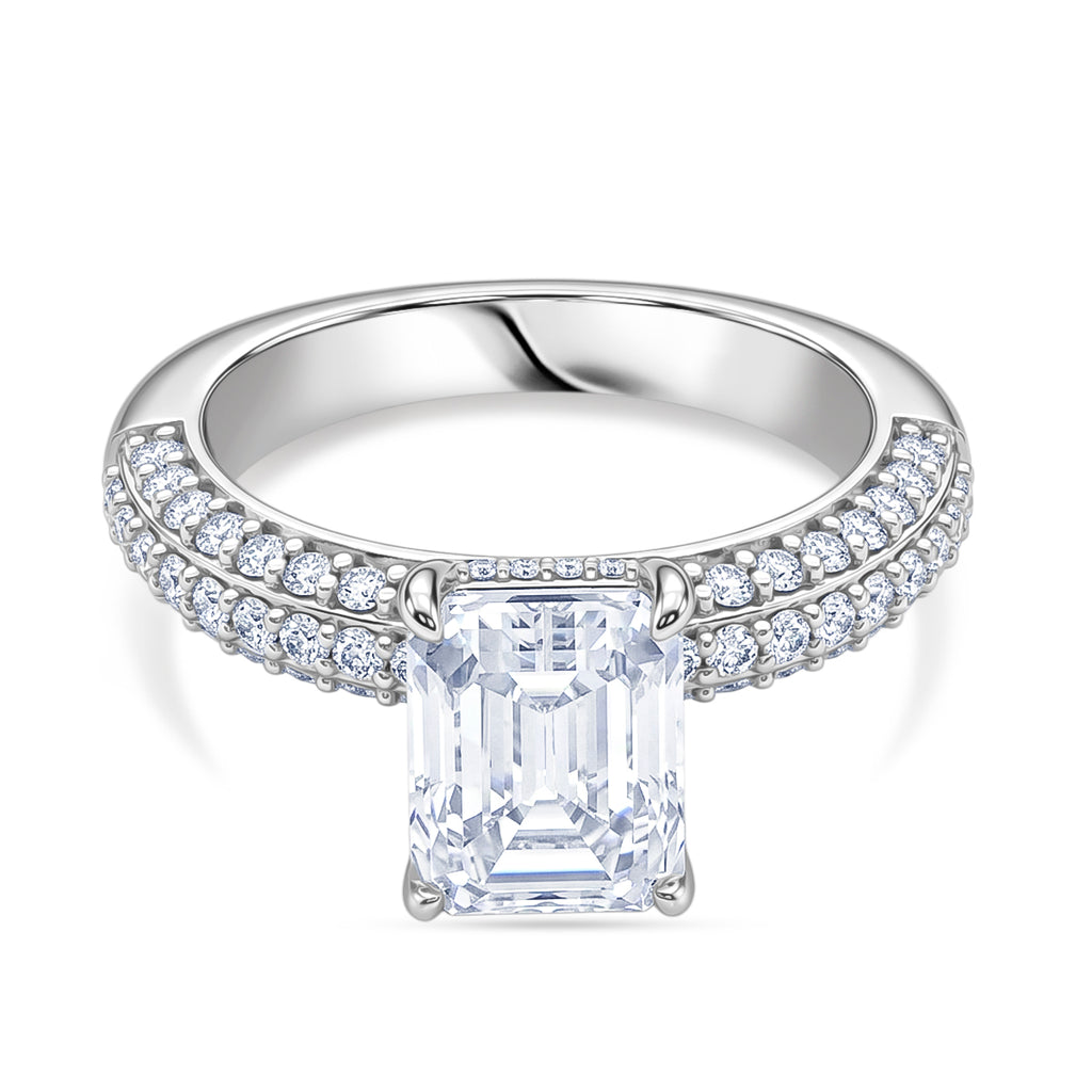 D'Joy Moissanite (VS/E-F) Forever Ring in Rhodium Overlay Sterling Silver 3.77 Ct._8516579
