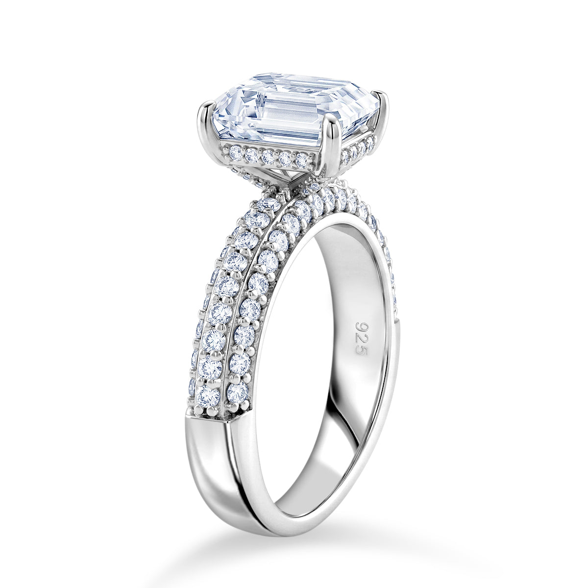 D'Joy Moissanite (VS/E-F) Forever Ring in Rhodium Overlay Sterling Silver 3.77 Ct. V32642044 4