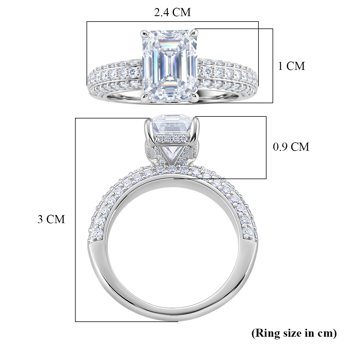 D'Joy Moissanite (VS/E-F) Forever Ring in Rhodium Overlay Sterling Silver 3.77 Ct. V32642044 6