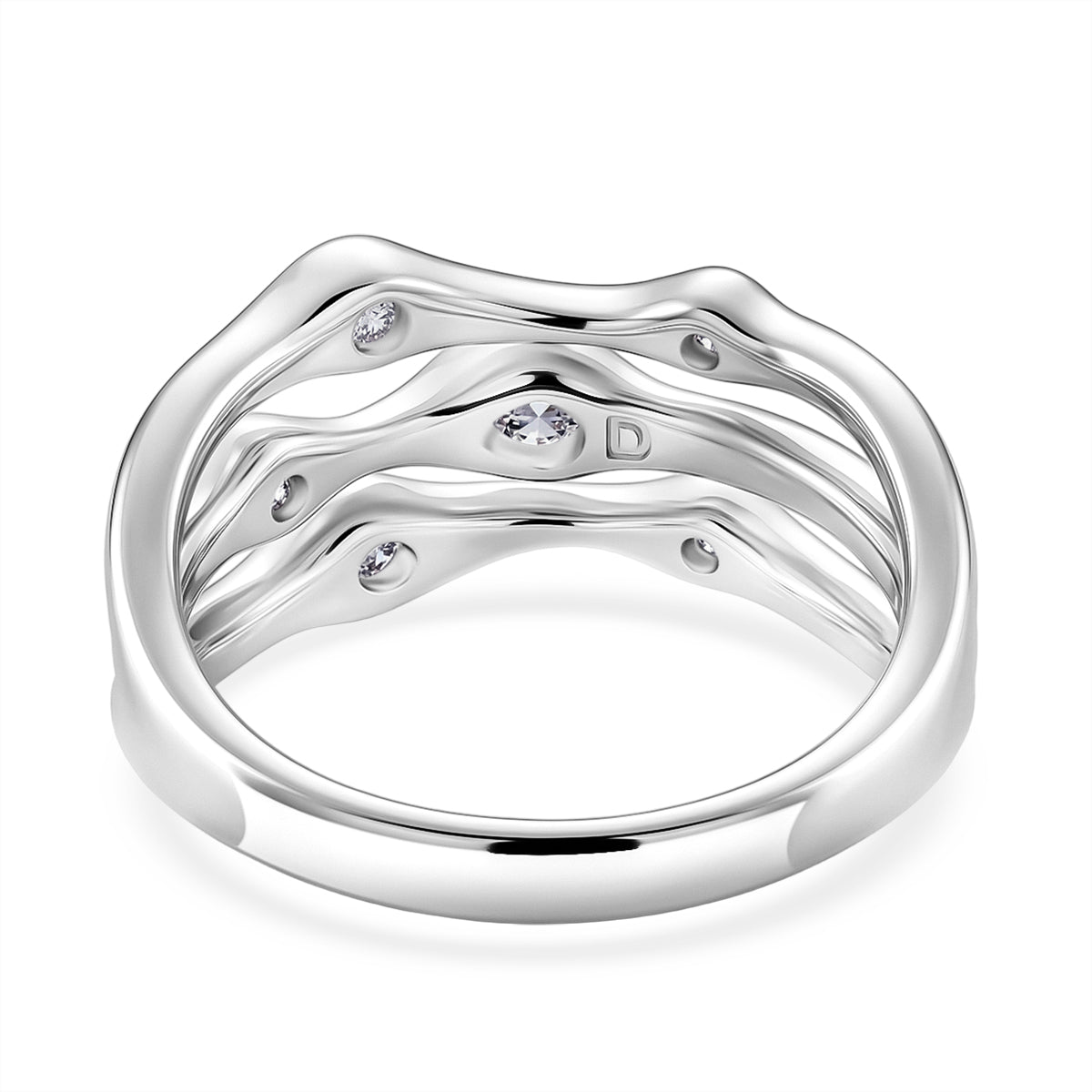 D'Joy GRA Certified Moissanite D-VVS1 Multi-Layer Wave Ring in Rhodium Overlay Sterling Silver V32610770 5
