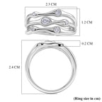 D'Joy GRA Certified Moissanite D-VVS1 Multi-Layer Wave Ring in Rhodium Overlay Sterling Silver_8516617_5